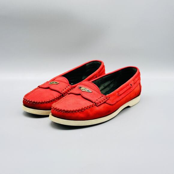 Gucci Shoes Womens 5.5 Red Leather Loafers Moccasin Slip On Dressy Comfort Italy - Picture 4 of 12